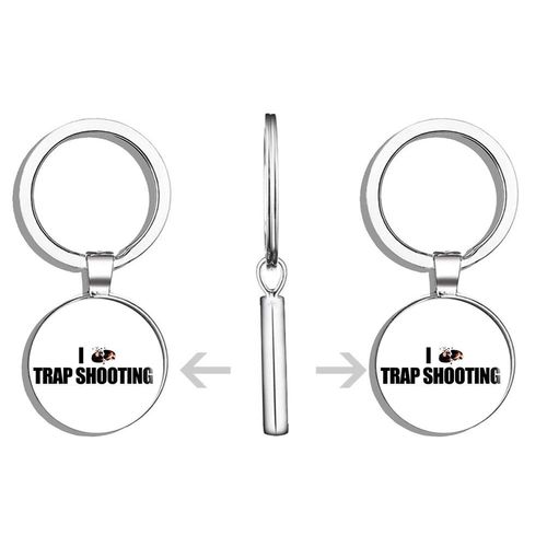 HJ Media I Love Trap Shooting (Clay Pigeon) ic Metal Round Metal Key Chain Keychain Ring