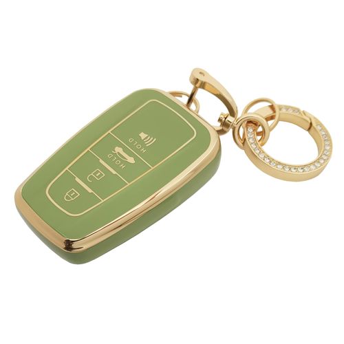 for Toyota Key Fob Cover with Keychain Soft TPU Full Protection Car Key Case Cover Compatible with RAV4 Camry Avalon Corolla Highlander C-HR Prius GT86 (Green)