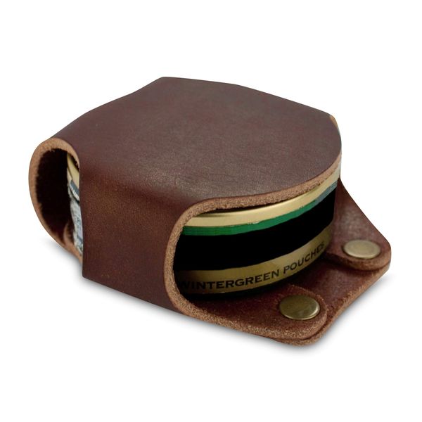 American Bench Craft Dip Can Belt Holder - Snuff Can Holder - Dip Can Holster - Leather Chewing Tobacco Pouch (Brown)