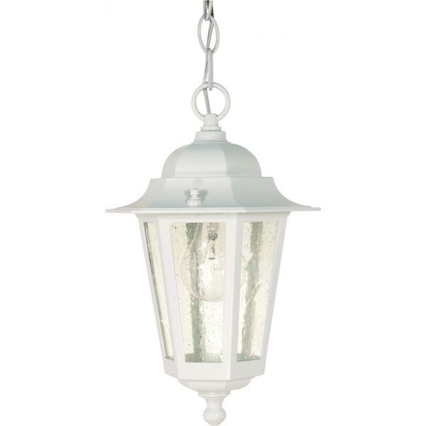 Nuvo 60/991 Hanging Lantern with Clear Seeded Glass, White