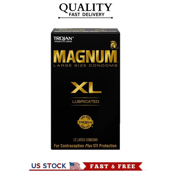 Trojan Premium Latex Magnum XL Large Size Lubricated Condoms - 12 Count