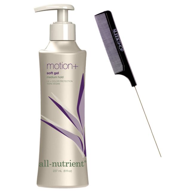 All-Nutrient Motion + Soft Gel, Medium Hold with Added Hair Sheen (w/Sleek Comb) UV+ Color Protection, 100% Vegan (8 OZ / 237 ML)