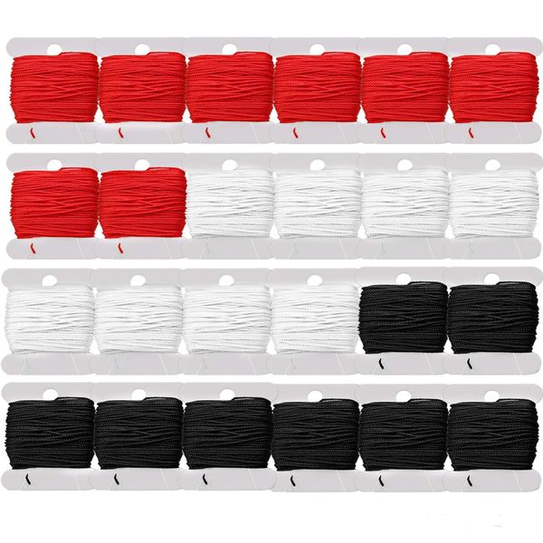 SwirlColor Embroidery Thread 24pcs Cotton Set, Hand Sewing Thread Cross Stitch Red White Black, Multi-purpose, Durable, Soft, Perfect for Embroidery Lovers