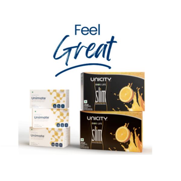 Unicity FEEL GREAT Monthly  PACK 3 x UNIMATE Lemon Ginger & 2 x Bios Life SLIM