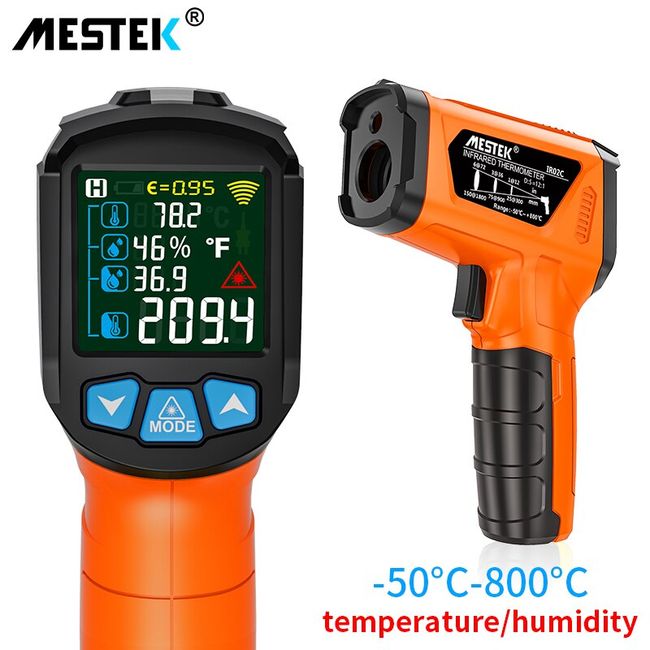 Mestek IR03A Infrared Thermometer Non-contact Temperature Meter Color LCD  Screen 