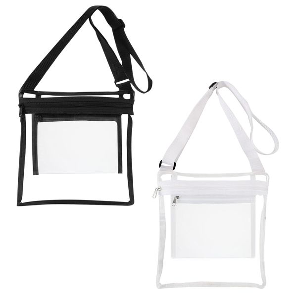 TYXHXTF 2 Pieces Clear Bag, Transparent Crossbody Bag with Adjustable Strap, Clear Cross Body Purse with Inner Pocket for Men Women Stadium Concert Sports Events Travel