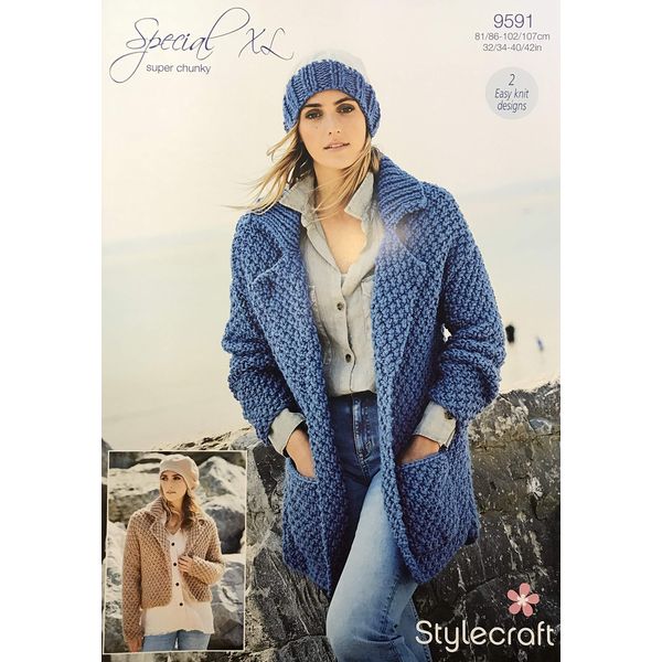 Stylecraft Special XL Super Chunky Pattern Jackets 9591-2 Easy Knit Designs