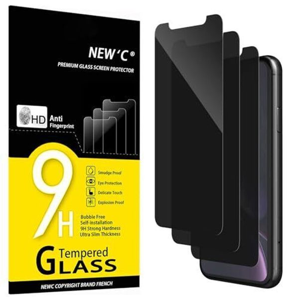 3 Pack Privacy Screen Protector for iPhone 11, iPhone 11/XR 6.1 inches Black