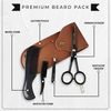 Beauty & Crafts- 5'' German Beard Mustache Scissor- 2 Mustache Combs For Facial Hair with Beautiful Pouch & Tweezer - Beard Trimming Scissors For Grooming, Cutting, And Styling Of Mustache
