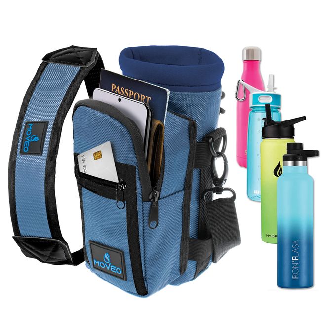 Water Bottle Carrier Bag Adjustable Shoulder Strap 40 Oz Bottles