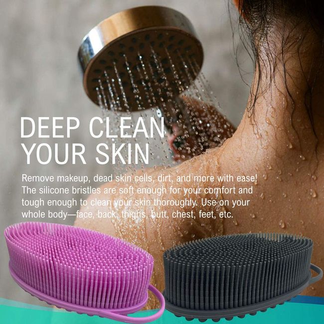 Silicone Back Scrubber for Shower, Exfoliating Lengthen Silicone Body  Scrubber, Silicone Bath Body Brush, Easy to Clean, Lathers Well,  Comfortable