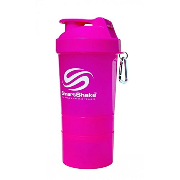 SmartShake Original Multi-Storage Shaker Bottle 600ml - Neon Pink