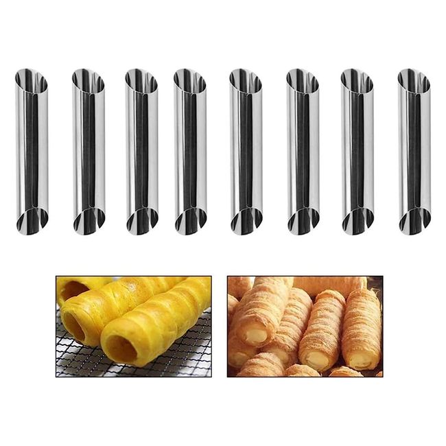 8pcs Baking Tools Mold Tools Cylindrical Corne Mold Stainless Steel Baking Cannolo Bread Utensils Pastry Supplies Double Bevel