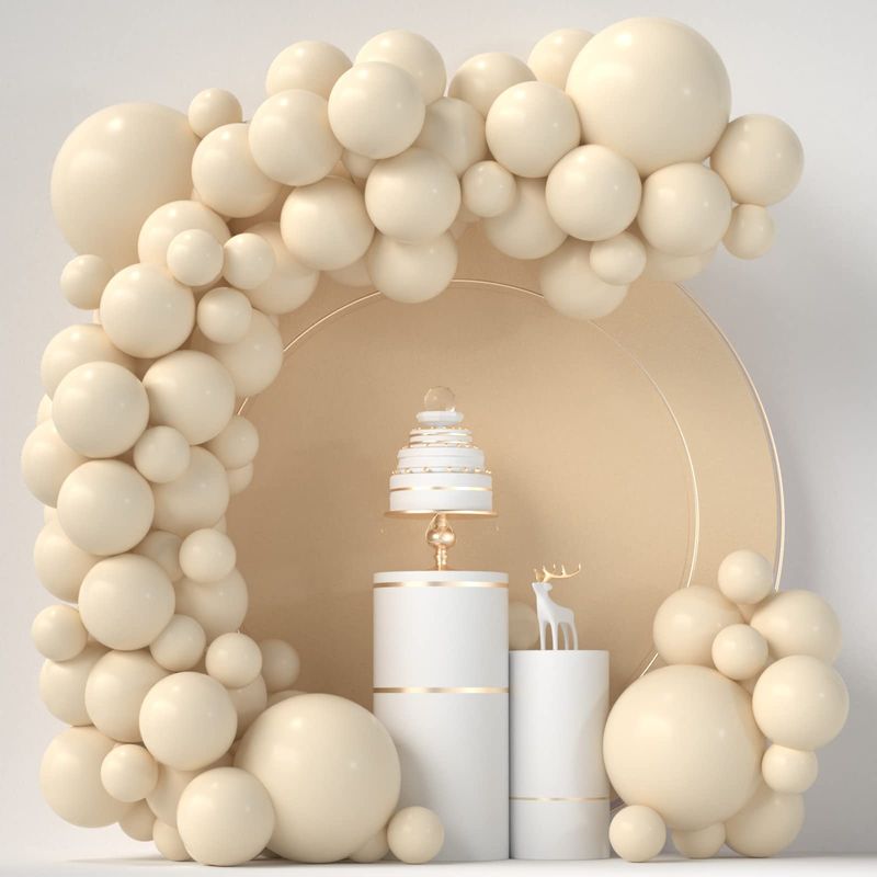 100 Pack 18/12/10/5 Inch Cream White Balloons Different Sizes Matte White Latex Party Balloon, Sand White
