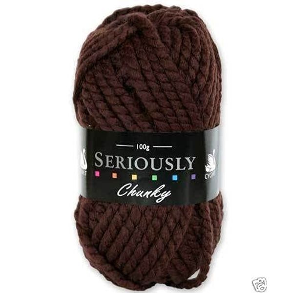 Cygnet SERIOUSLY CHUNKY Knitting Acrylic Yarn / Wool 100g - 3583 Chocolate by Swan.