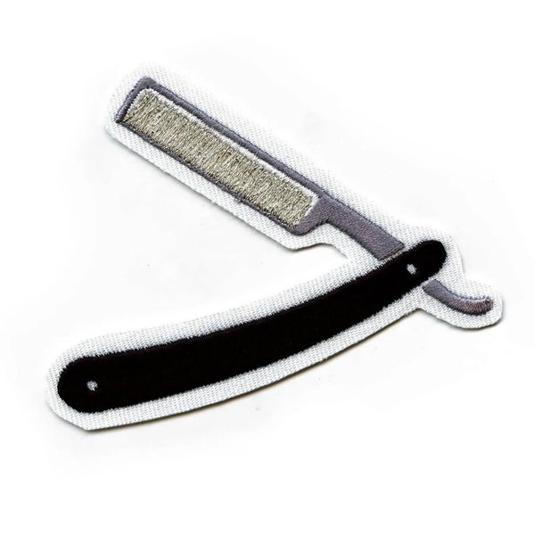 Barber Straight Razor Patch Shave Blade Embroidered Iron On