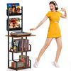 TJ.MOREE Record Player Stand with Vinyl Storage, Tall Record Player Table wit...