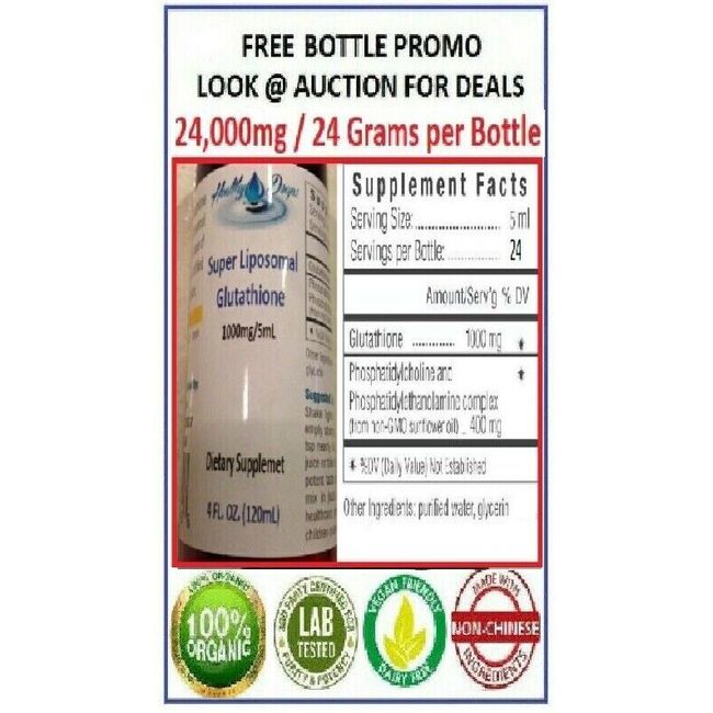 SUPER LIPOSOMAL GLUTATHIONE 24,000mg per bottle LIQUID NON-GMO SOY FREE EXP 2026