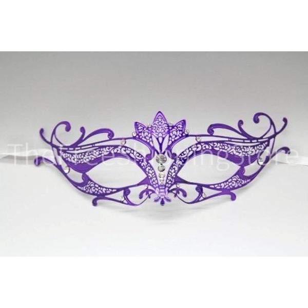 Majestic Elegant White Princess Venetian Masquerade Mask with Diamonds