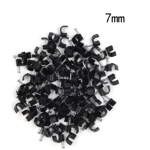 Round Cable Clips 7mm Black - Pack of 100