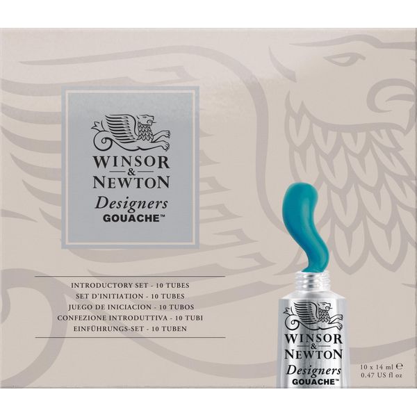 Winsor & Newton, Designers Gouache, Introductory Paint Set, 10 x 14 ml Tubes Assorted Colours