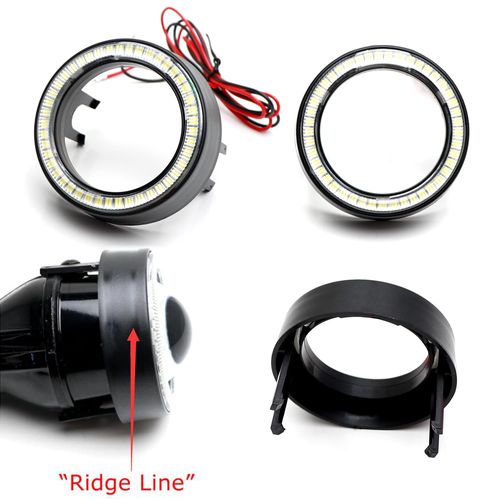 iJDMTOY One Pair Black Shroud w/Xenon White 40-SMD LED Halo Ring Angel Eyes for Fog Lamp Customization or Light Retrofit DIY Use