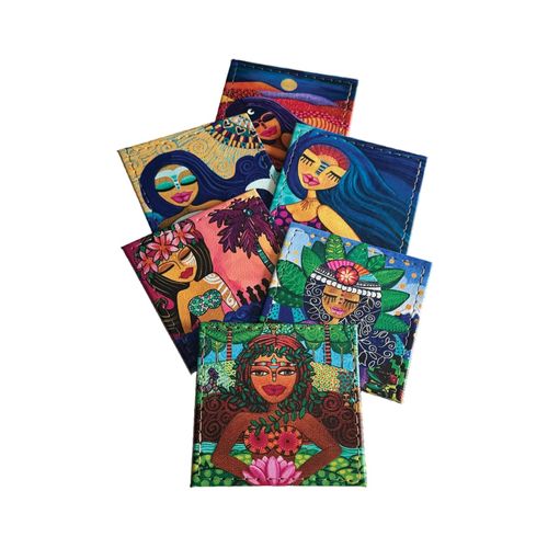 Isa Soler Square Coasters Set of 6, Drink Coaster Made in Chile with Colorful Design and Premium Materials, Beautiful Decor for Your Kitchen - Mujeres Naturales