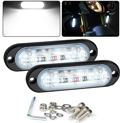 LED Daylight, Thin, 6 W x 2 Pieces, Work Light, Car Work Light, Cargo Light, Auxiliary Light, 12V/24V, IP68 Waterproof, Dustproof, Aftermarket Fog Lamp, White, Lightweight