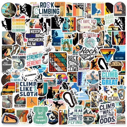 120PCS Climbing Stickers, Rock Climbing Party Favors Birthday Party Decorations Vinyl Waterproof Stickers for Water Bottle Laptop Luggage Helmet Gifts for Teens Boys Girls Adult