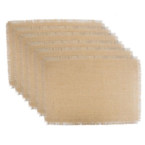 DII Jute Burlap Collection Kitchen Tabletop, Placemat Set, 13x19, Solid Natural, 6 Count