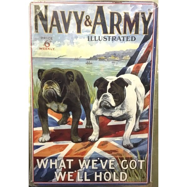 8x12 TIN SIGN Army Navy bulldog military magazine illustrated pet door wall (L85