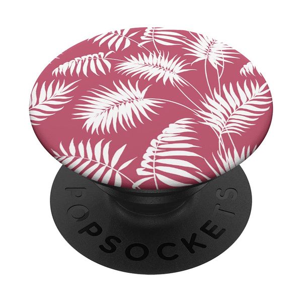 Tropical Botanical Palm Leaf Summer Pattern Honeysuckle Pink PopSockets Swappable PopGrip