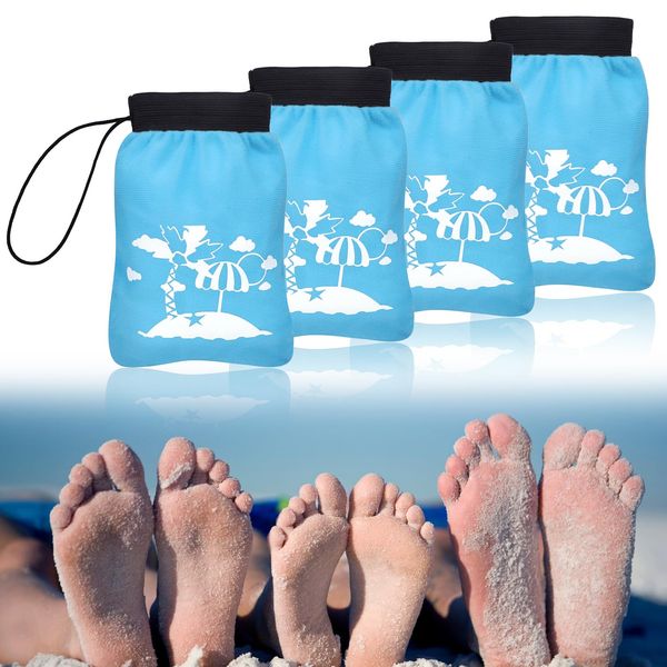 Mity rain 4PCS Sand Remover for Beach, Sand Wipe Off Mitts for Cleaning and Dry Body, Portable Sand Removal Bag for Taking Everywhere, Beach Vacation Essentials (No Powder Included)