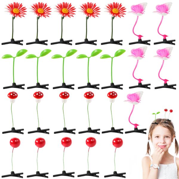 25PCS Bean Sprout Hair Clips Mixed Style Plant Hairpins Cute Little Grass Sprout Clips Funny Plant Hairpins Headwear Hair Accessories for Women Girl Home Party DIY Travel