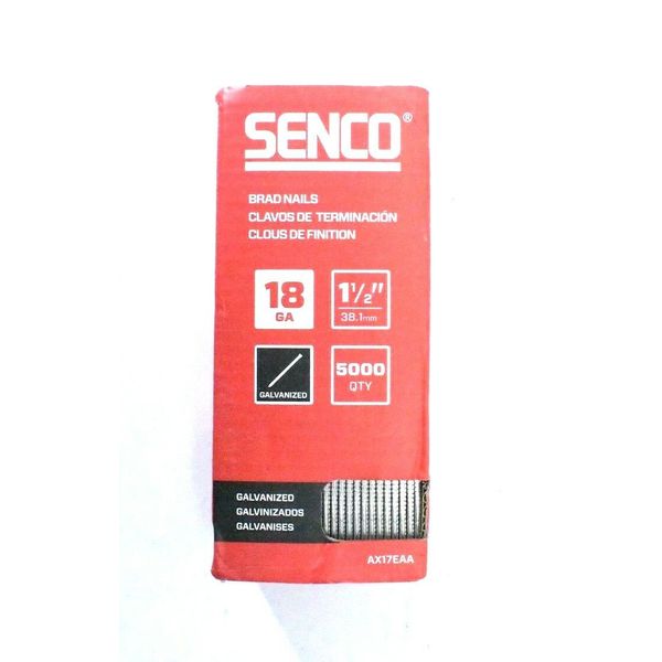 Pack Of 5000 Senco AX17EAA 18-Gauge Galvanized Medium Head Brad Nail 1-1/2"