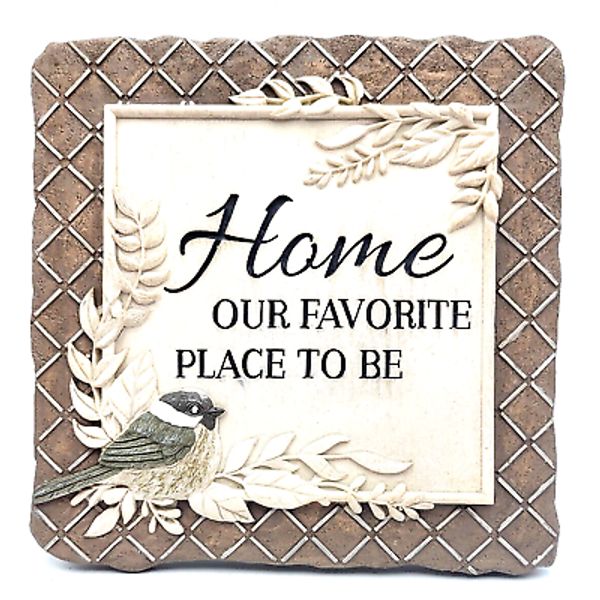 Decorative Garden Stone HOME Our Favorite Place to Be 9.5" Lays Flat or Hangs