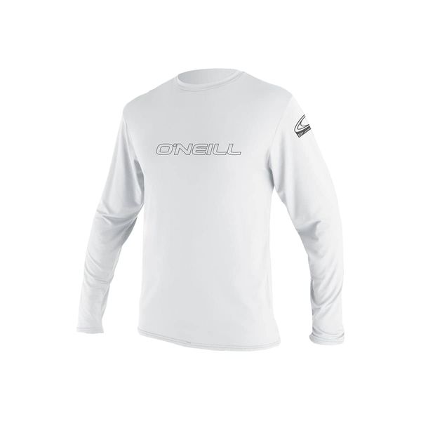 O'Neill Men's Basic Skins UPF 50+ Long Sleeve Sun Shirt, White, M