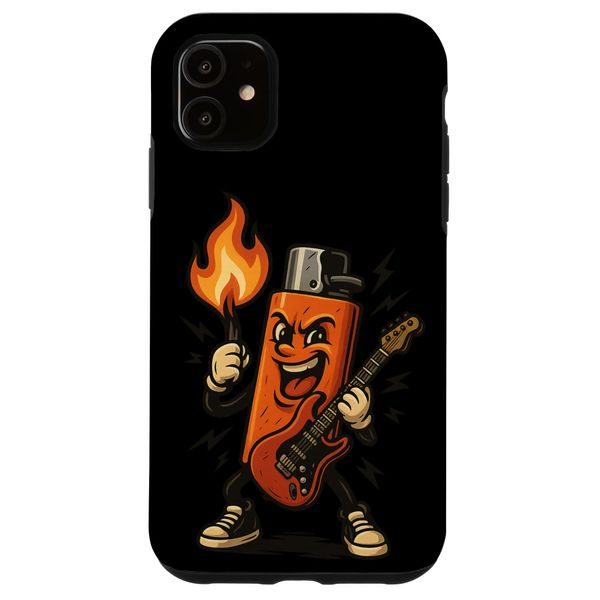 Cool Lighter with Fire and Rock Guitar Costume Case for iPhone 11
