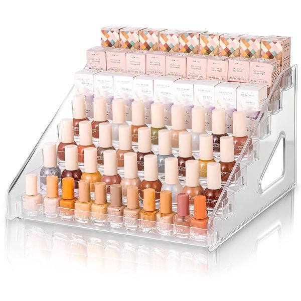 FWEEK 7 Schichten Nagellack Aufbewahrung, 7-Stufige Klarer Nagellack Halter bis 84 Flaschen, Öle Nagellack Display Ständer für Kosmetik, Schminktisch