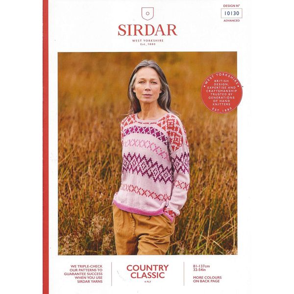 Sirdar Country Classic 4 ply Knitting Pattern Booklet - 10130 Sweater