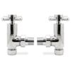 Angled Chrome Cross Head Traditional Radiator Towel Rail Valves