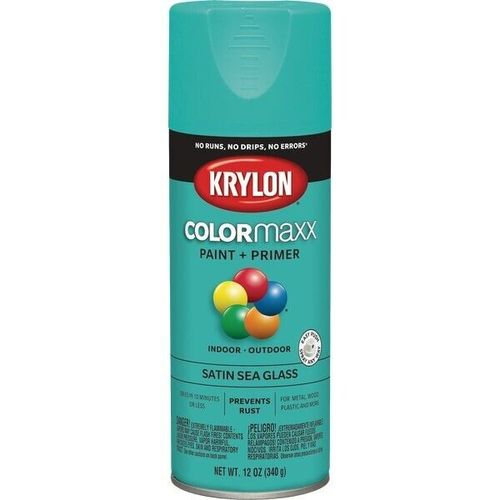 6-Krylon Colormaxx Satin Spray Paint & Primer, Sea Glass Model: K05576007