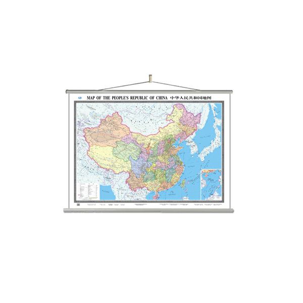 中国地图挂图(双全开 外中对照 无拼缝专业挂图)