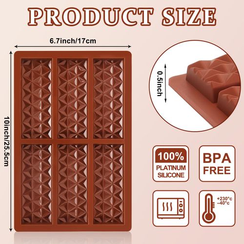 Break-Apart Chocolate Molds, Food-grade Silicone Chocolate Bar Molds Reusable Candy Chocolate Bar Molds for Baking, Candy, Chocolate Snacks (1Pc Diamond)
