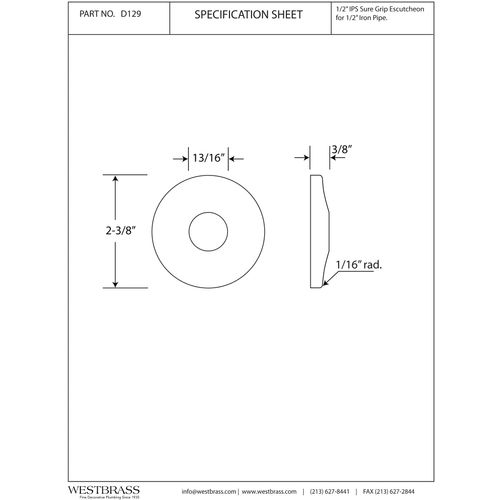 Westbrass R129-2-05 1/2" IPS Sure Grip Low Pattern Flange, Polished Nickel (2-Pack)