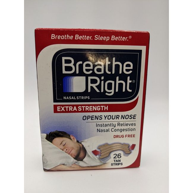 Breathe Right Nasal Strips, Extra Strength, Tan Nasal Strips, 26ct. Exp. 2026