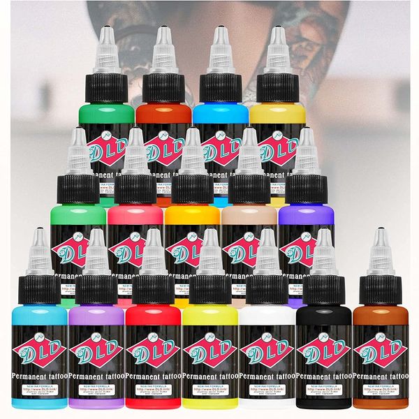 16 Primary Colors Tattoo Ink Set Pigment Kit 1 Oz Professional Body Paint Brow Tattoo Colour Kit Supply Beauty Art