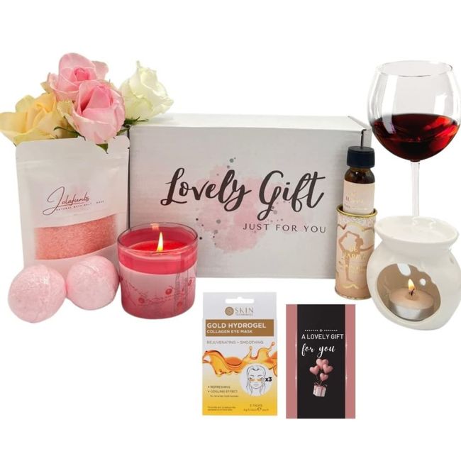 JOLAFUNBS Pamper Set Gift Box - Bath Sets Pamper Kit Hamper Box Include Bath Bombs, Bath Salts,Candles & Wax Melt Burners &More- Mothers Day, Birthday Gifts, Christmas, Valentines, Self Care Package