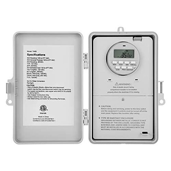 Pool Timer 7day Programmable Digital Box Timer Switch 40 Amp 2hp 120 240 277 