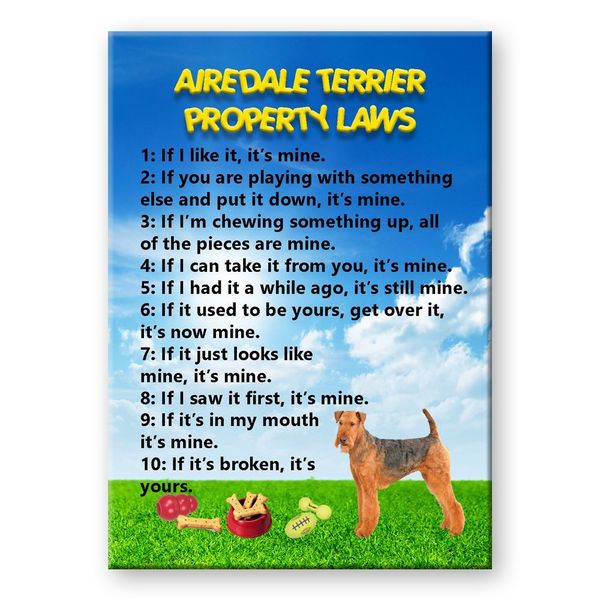 Airedale Terrier Property Laws Fridge Magnet Funny